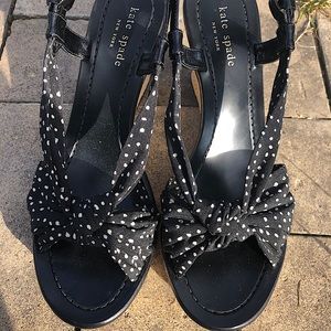 Kate Spade, Black/white polka dotted wedge pumps!
